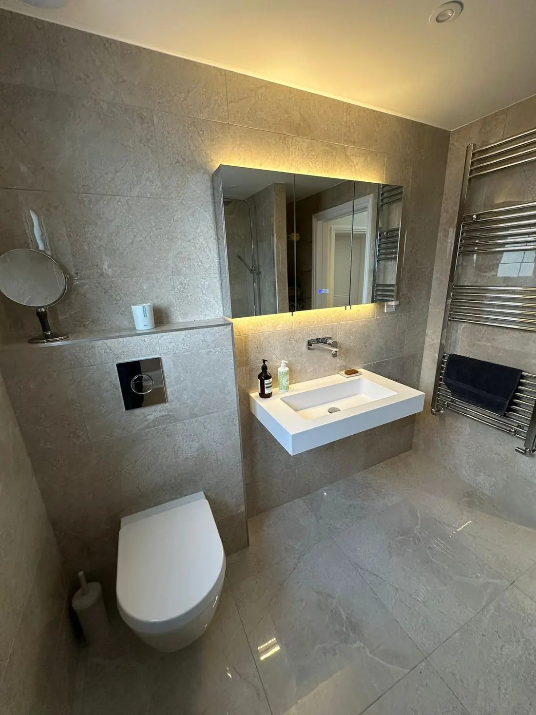 En-suite shower room fitted inside a completed loft conversion in Oxford