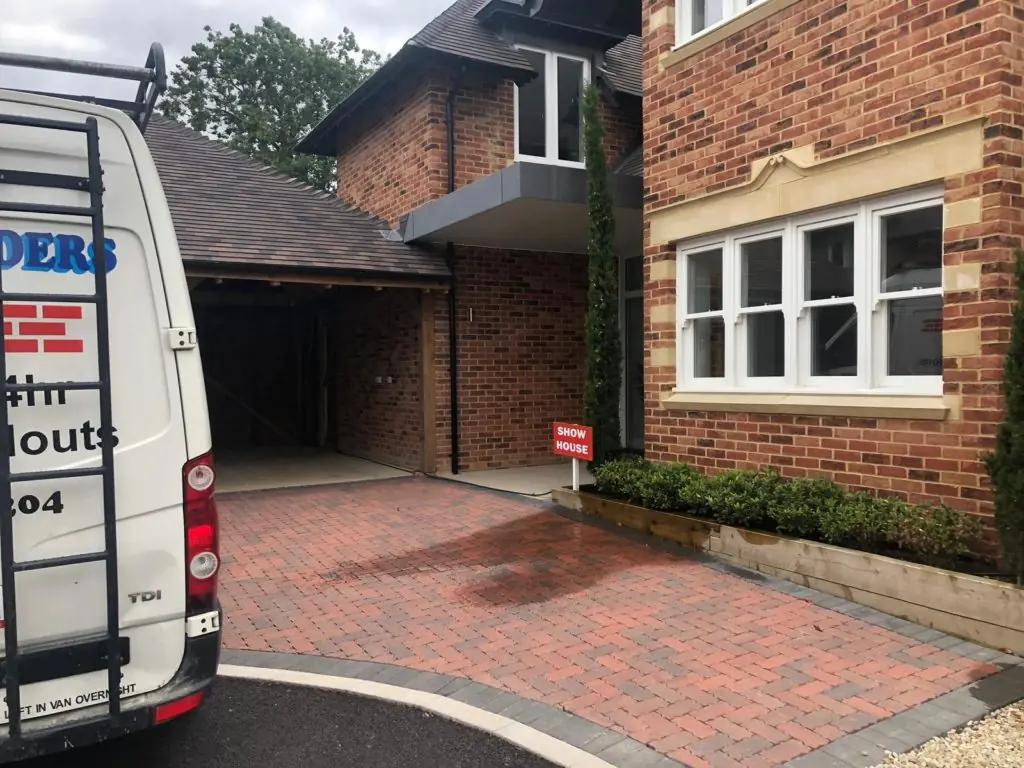 Completed property in Oxford with new block-paved driveway